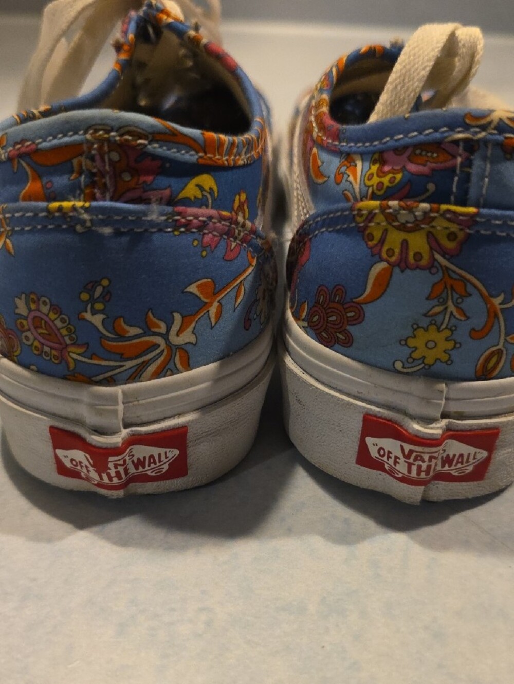 Vans Blue Floral Canvas Low-Top Sneakers for Women — White Trim - Picture 5 of 6